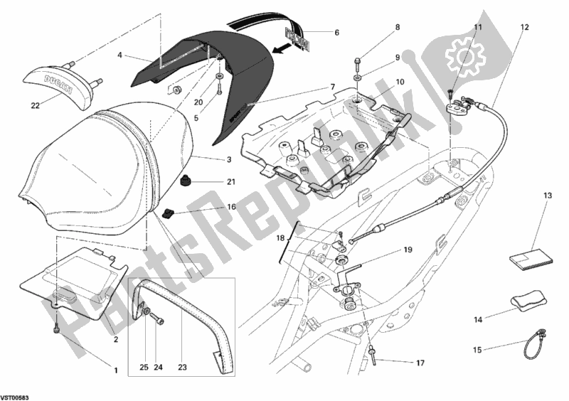 All parts for the Seat of the Ducati Sportclassic Sport 1000 USA 2008
